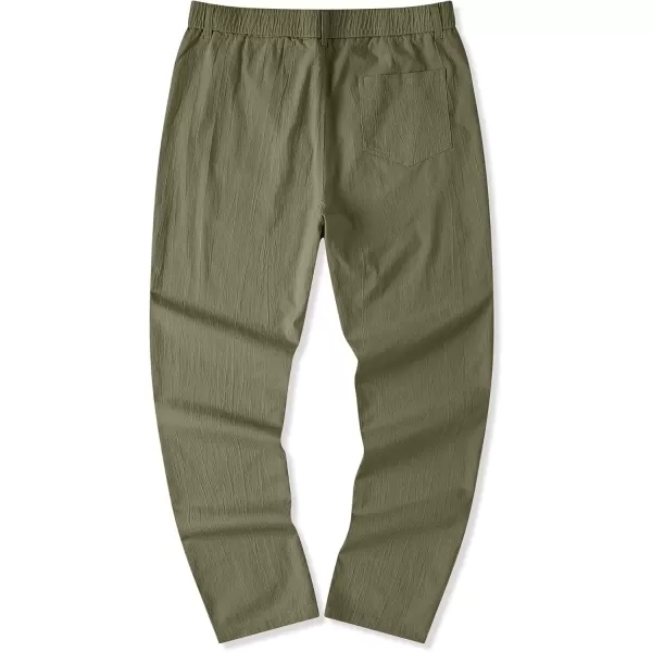 imageJMIERR Mens Casual Chino Pants Stretch Washed Crinkle 4 Way Textured Pants with Zipper Pockets and Elastic WaistbandGreen