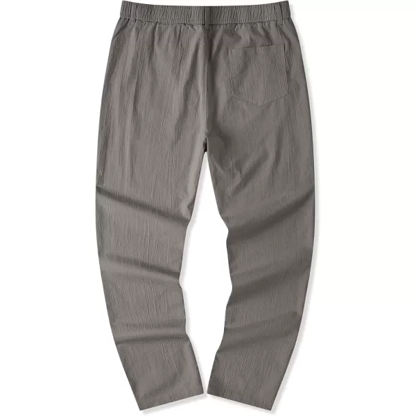 imageJMIERR Mens Casual Chino Pants Stretch Washed Crinkle 4 Way Textured Pants with Zipper Pockets and Elastic WaistbandGrey