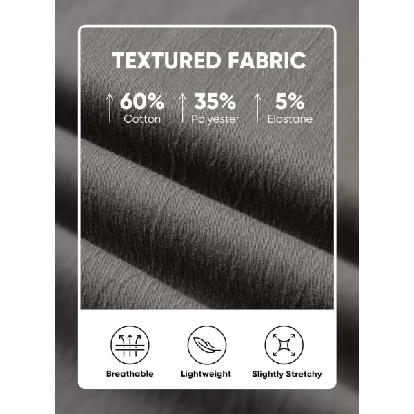 imageJMIERR Mens Casual Chino Pants Stretch Washed Crinkle 4 Way Textured Pants with Zipper Pockets and Elastic WaistbandGrey