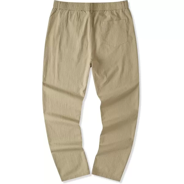 imageJMIERR Mens Casual Chino Pants Stretch Washed Crinkle 4 Way Textured Pants with Zipper Pockets and Elastic WaistbandKhaki
