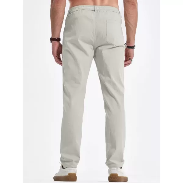 imageJMIERR Mens Casual Chino Pants Stretch Washed Crinkle 4 Way Textured Pants with Zipper Pockets and Elastic WaistbandLight Grey