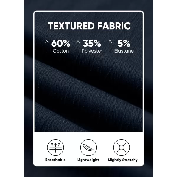 imageJMIERR Mens Casual Chino Pants Stretch Washed Crinkle 4 Way Textured Pants with Zipper Pockets and Elastic WaistbandNavy Blue