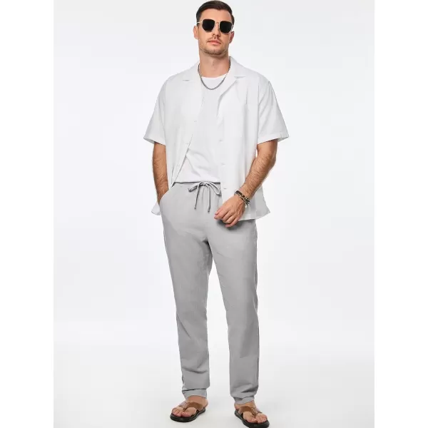 imageJMIERR Mens Cotton Pants Casual Elastic Waist Drawstring Lightweight Summer Beach Trousers with PocketsLight Grey