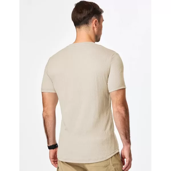 imageJMIERR Mens Muscle Slim T Shirt Texture V Neck Longline Gym Workout Athletic Tee ShirtsApricot