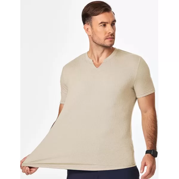 imageJMIERR Mens Muscle Slim T Shirt Texture V Neck Longline Gym Workout Athletic Tee ShirtsApricot