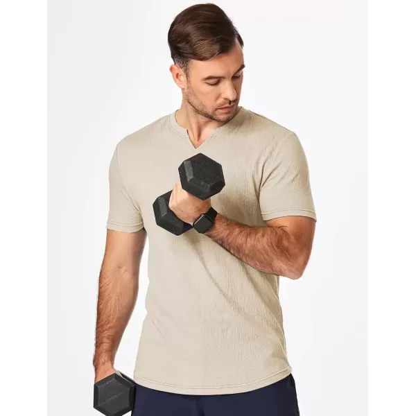 imageJMIERR Mens Muscle Slim T Shirt Texture V Neck Longline Gym Workout Athletic Tee ShirtsApricot