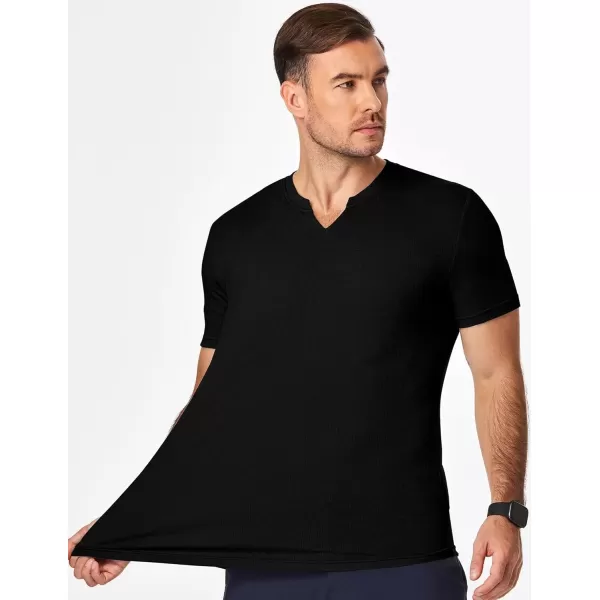 imageJMIERR Mens Muscle Slim T Shirt Texture V Neck Longline Gym Workout Athletic Tee ShirtsBlack