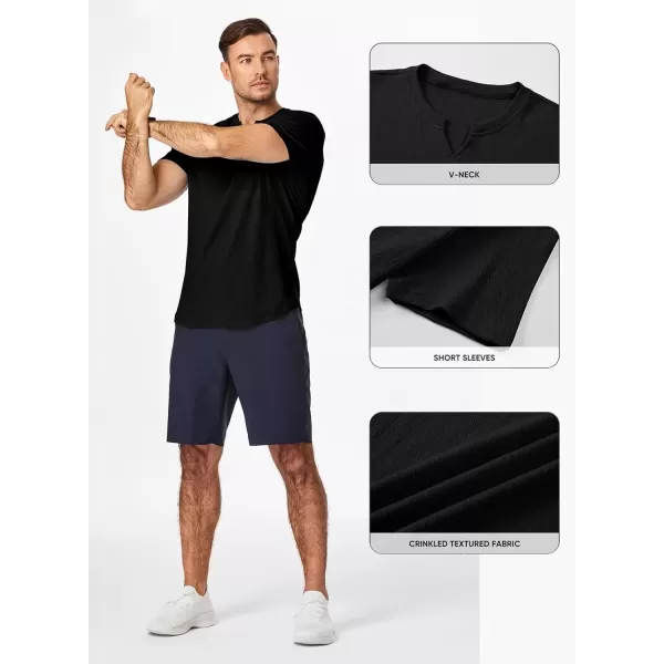 imageJMIERR Mens Muscle Slim T Shirt Texture V Neck Longline Gym Workout Athletic Tee ShirtsBlack