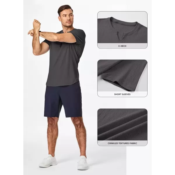 imageJMIERR Mens Muscle Slim T Shirt Texture V Neck Longline Gym Workout Athletic Tee ShirtsDark Brown