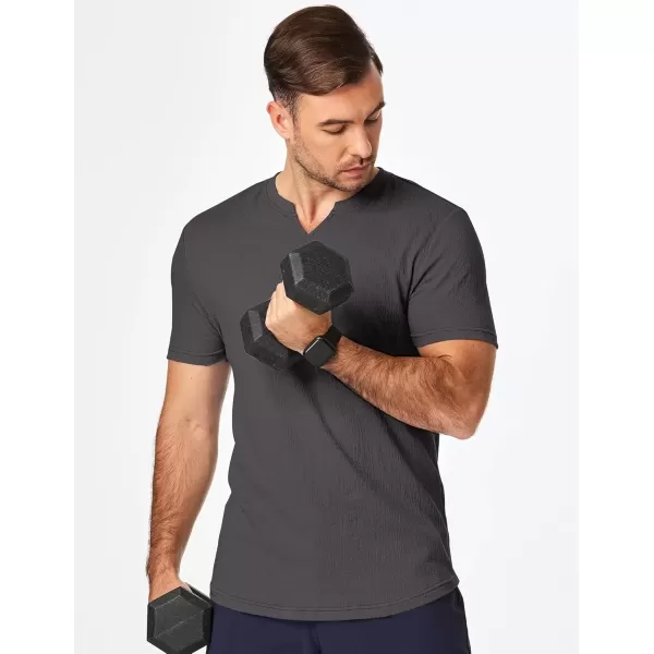 imageJMIERR Mens Muscle Slim T Shirt Texture V Neck Longline Gym Workout Athletic Tee ShirtsDark Brown