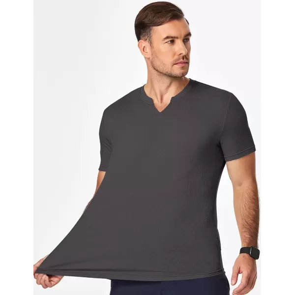 imageJMIERR Mens Muscle Slim T Shirt Texture V Neck Longline Gym Workout Athletic Tee ShirtsDark Brown