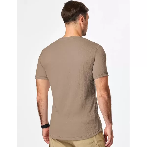 imageJMIERR Mens Muscle Slim T Shirt Texture V Neck Longline Gym Workout Athletic Tee ShirtsKhaki