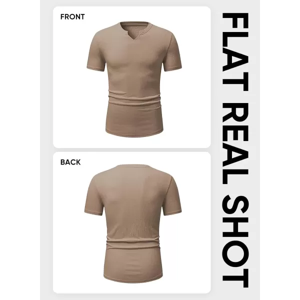 imageJMIERR Mens Muscle Slim T Shirt Texture V Neck Longline Gym Workout Athletic Tee ShirtsKhaki