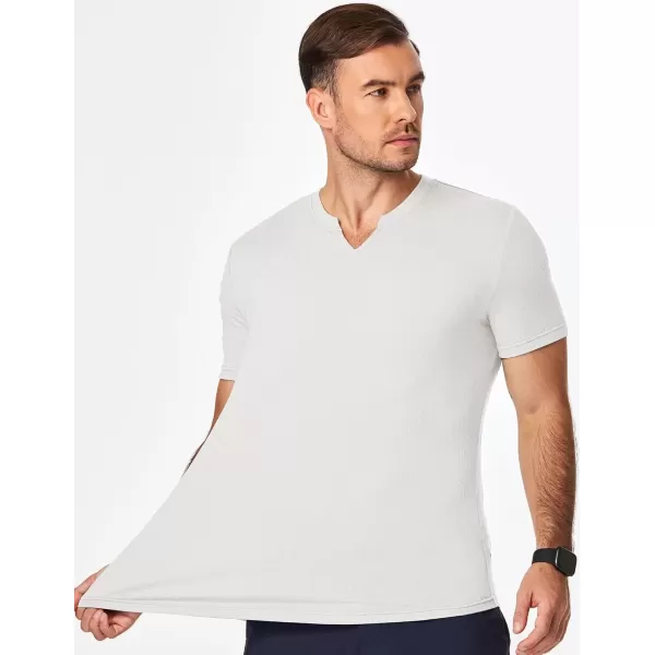 imageJMIERR Mens Muscle Slim T Shirt Texture V Neck Longline Gym Workout Athletic Tee ShirtsWhite