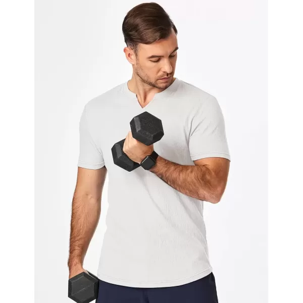 imageJMIERR Mens Muscle Slim T Shirt Texture V Neck Longline Gym Workout Athletic Tee ShirtsWhite