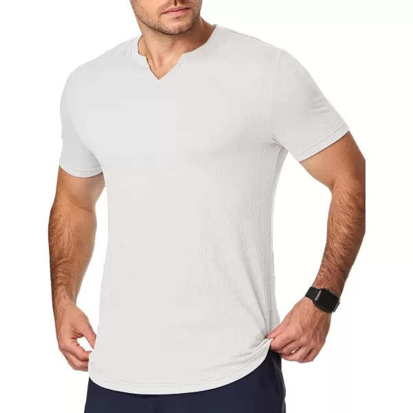 imageJMIERR Mens Muscle Slim T Shirt Texture V Neck Longline Gym Workout Athletic Tee ShirtsWhite