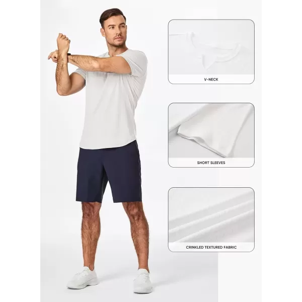 imageJMIERR Mens Muscle Slim T Shirt Texture V Neck Longline Gym Workout Athletic Tee ShirtsWhite