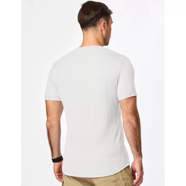 imageJMIERR Mens Muscle Slim T Shirt Texture V Neck Longline Gym Workout Athletic Tee ShirtsWhite