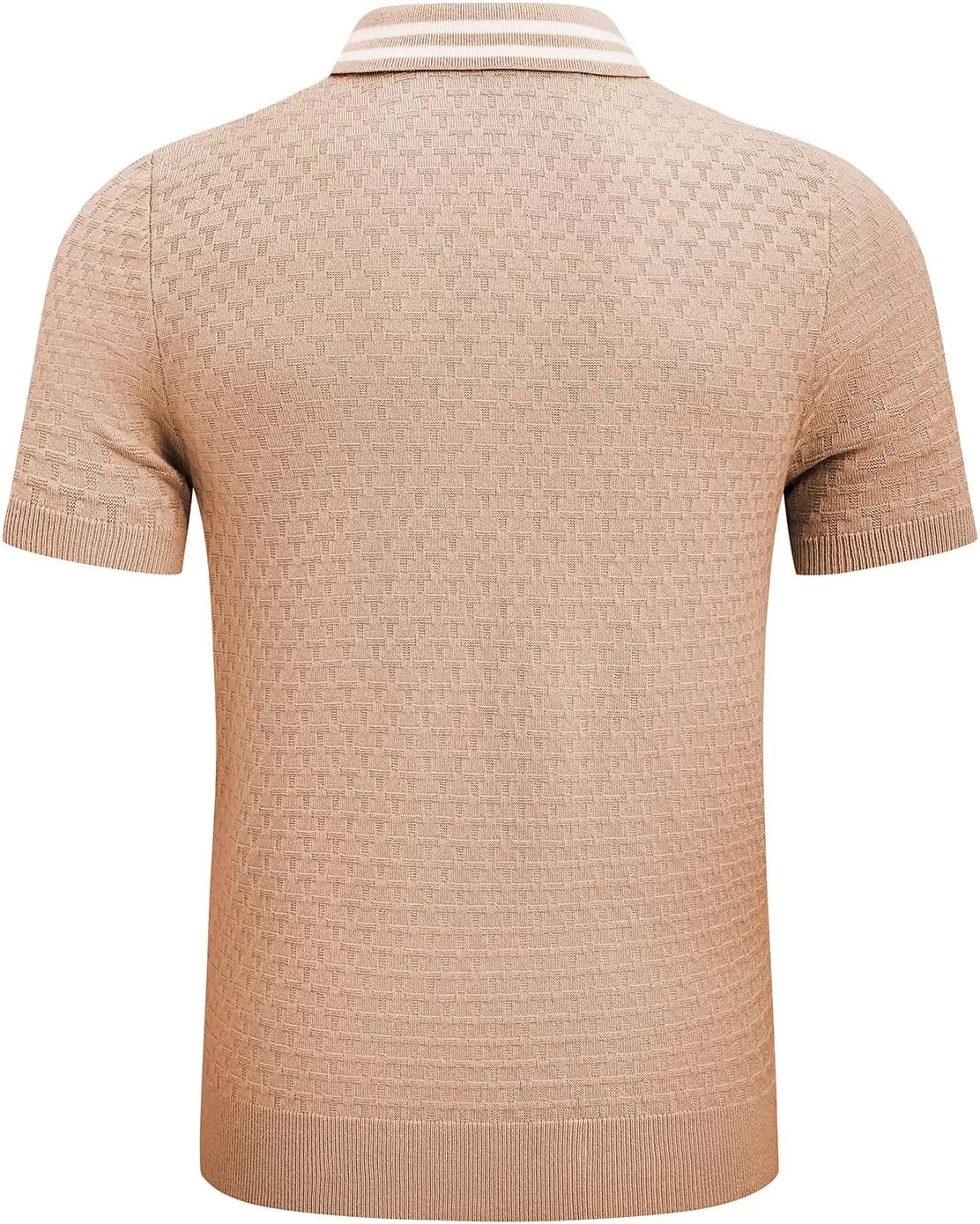 imageJMIERR Mens Knit Polo Shirts Casual Short Sleeve Button Lightweight ShirtBeige