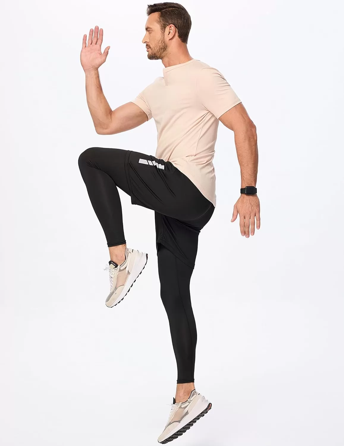 imageJMIERR Mens Muscle VNeck T Shirt Short Sleeve Longline Ribbed Henley Shirt Gym Workout Athletic Tee ShirtsApricot