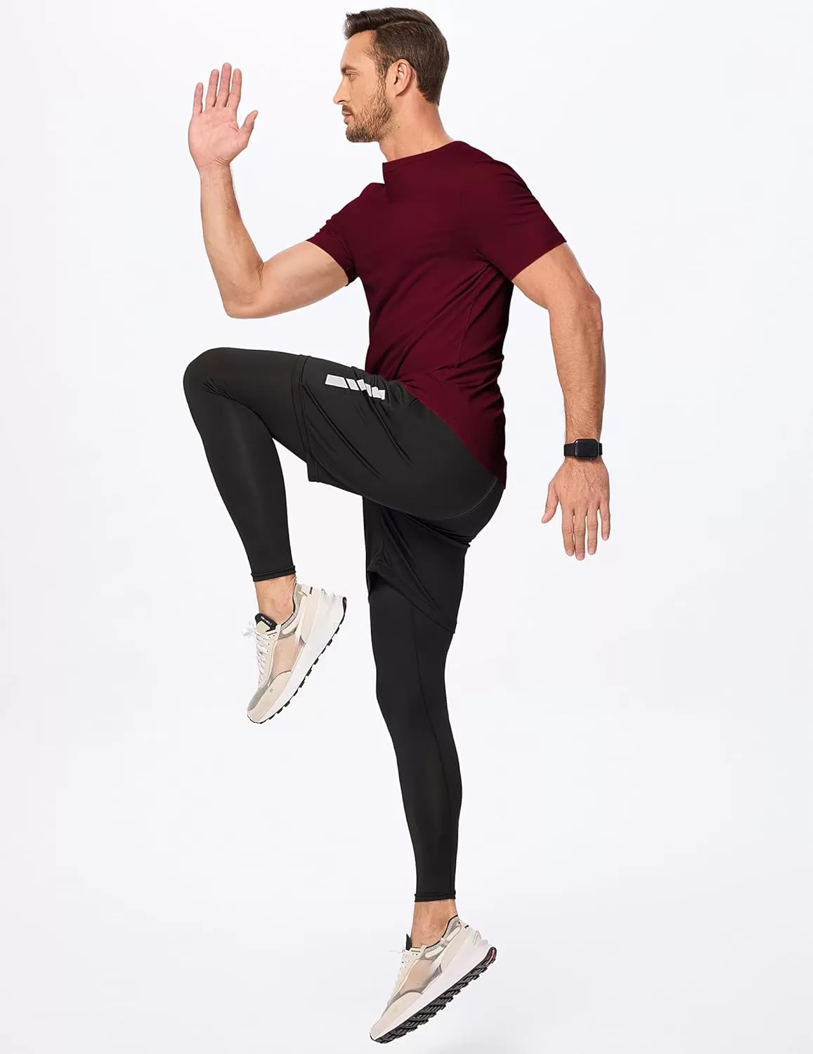 imageJMIERR Mens Muscle VNeck T Shirt Short Sleeve Longline Ribbed Henley Shirt Gym Workout Athletic Tee ShirtsRed