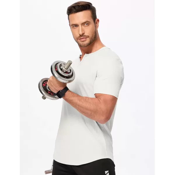 imageJMIERR Mens Muscle VNeck T Shirt Short Sleeve Longline Ribbed Henley Shirt Gym Workout Athletic Tee Shirts0 White