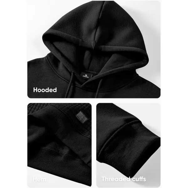 imageJMIERR Mens Hooded Sweatshirt Casual Cotton Long Sleeve Drawstring Fleece Waffle Pullover Hoodies with PocketsA Black