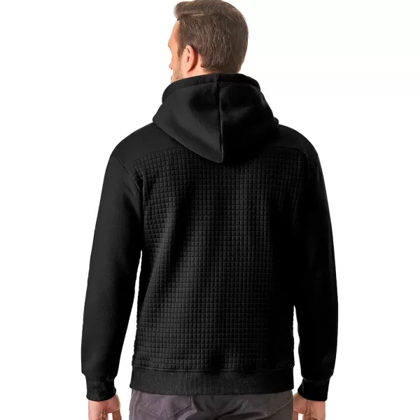 imageJMIERR Mens Hooded Sweatshirt Casual Cotton Long Sleeve Drawstring Fleece Waffle Pullover Hoodies with PocketsA Black