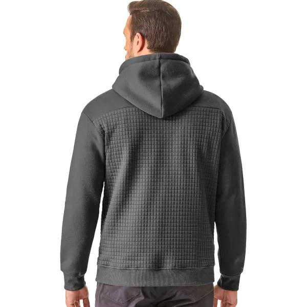 imageJMIERR Mens Hooded Sweatshirt Casual Cotton Long Sleeve Drawstring Fleece Waffle Pullover Hoodies with PocketsA Dark Grey