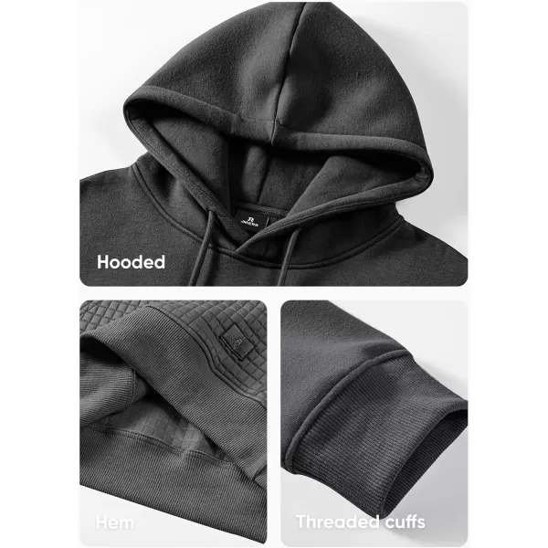 imageJMIERR Mens Hooded Sweatshirt Casual Cotton Long Sleeve Drawstring Fleece Waffle Pullover Hoodies with PocketsA Dark Grey