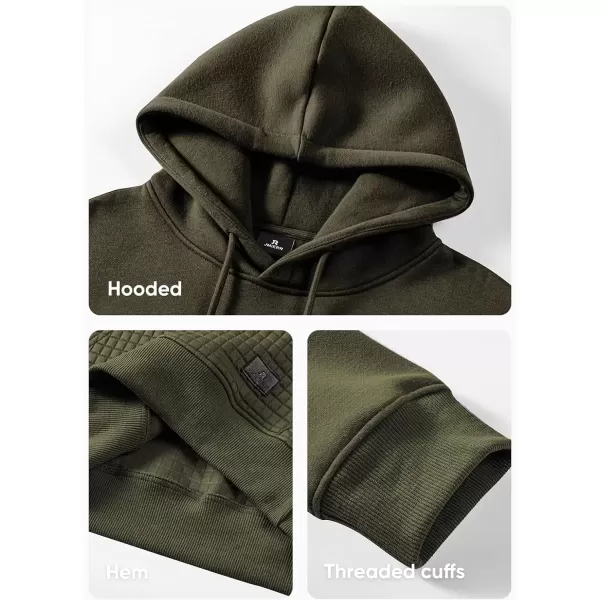 imageJMIERR Mens Hooded Sweatshirt Casual Cotton Long Sleeve Drawstring Fleece Waffle Pullover Hoodies with PocketsA Moss Green