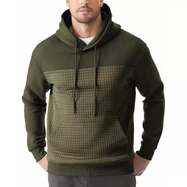 imageJMIERR Mens Hooded Sweatshirt Casual Cotton Long Sleeve Drawstring Fleece Waffle Pullover Hoodies with PocketsA Moss Green
