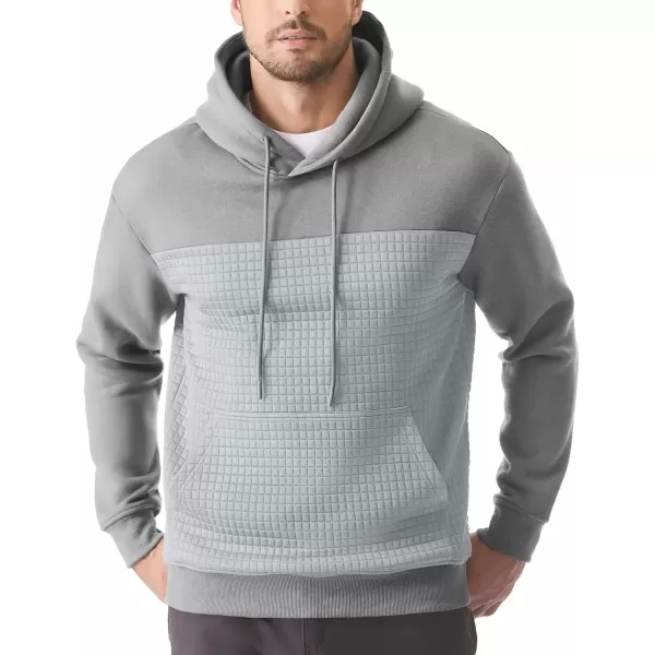 imageJMIERR Mens Hooded Sweatshirt Casual Cotton Long Sleeve Drawstring Fleece Waffle Pullover Hoodies with PocketsGrey