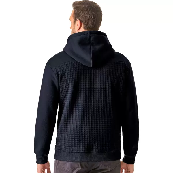 imageJMIERR Mens Hooded Sweatshirt Casual Cotton Long Sleeve Drawstring Fleece Waffle Pullover Hoodies with PocketsNavy Blue