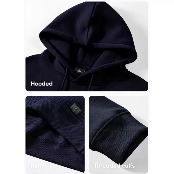 imageJMIERR Mens Hooded Sweatshirt Casual Cotton Long Sleeve Drawstring Fleece Waffle Pullover Hoodies with PocketsNavy Blue