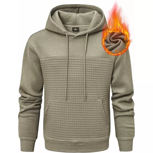 imageJMIERR Mens Hooded Sweatshirt Casual Cotton Long Sleeve Drawstring Fleece Waffle Pullover Hoodies with PocketsSage Green