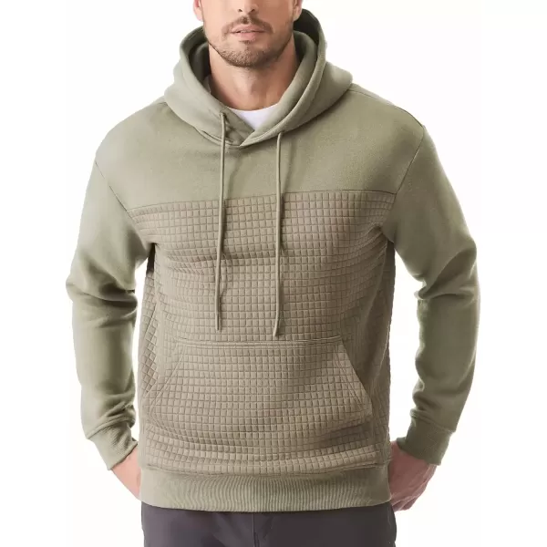 imageJMIERR Mens Hooded Sweatshirt Casual Cotton Long Sleeve Drawstring Fleece Waffle Pullover Hoodies with PocketsSage Green