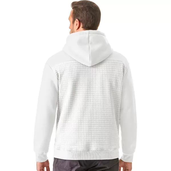 imageJMIERR Mens Hooded Sweatshirt Casual Cotton Long Sleeve Drawstring Fleece Waffle Pullover Hoodies with PocketsWhite