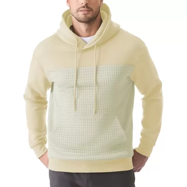 imageJMIERR Mens Hooded Sweatshirt Casual Cotton Long Sleeve Drawstring Fleece Waffle Pullover Hoodies with PocketsZ Beige