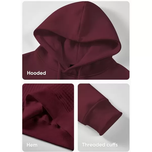 imageJMIERR Mens Hooded Sweatshirt Casual Cotton Long Sleeve Drawstring Fleece Waffle Pullover Hoodies with PocketsZ Red