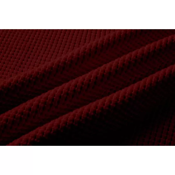 imageJMIERR Mens Crewneck Pullover Sweater Waffle Textured Knitted Sweaters Casual Loose Fit Sweaters with Ribbing EdgeBurgundy