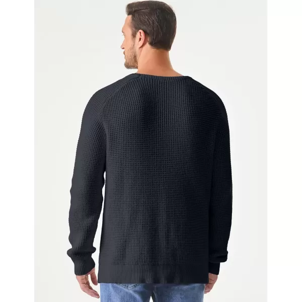 imageJMIERR Mens Crewneck Pullover Sweater Waffle Textured Knitted Sweaters Casual Loose Fit Sweaters with Ribbing EdgeDark Grey
