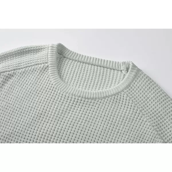 imageJMIERR Mens Crewneck Pullover Sweater Waffle Textured Knitted Sweaters Casual Loose Fit Sweaters with Ribbing EdgeGray
