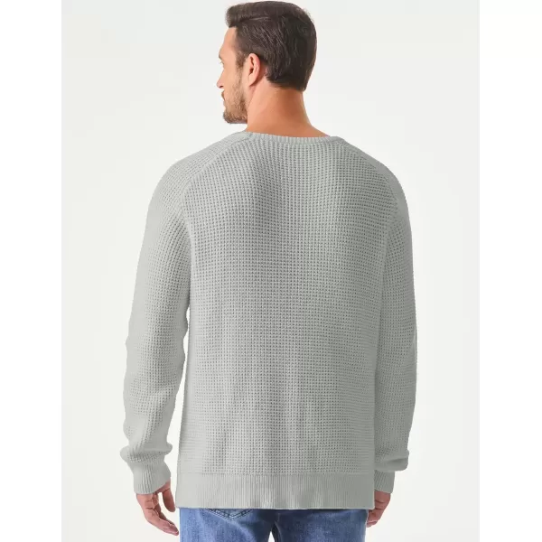 imageJMIERR Mens Crewneck Pullover Sweater Waffle Textured Knitted Sweaters Casual Loose Fit Sweaters with Ribbing EdgeGray