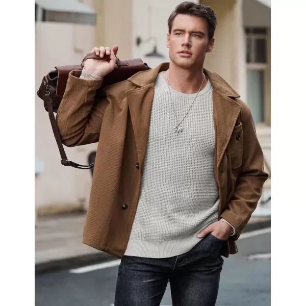 imageJMIERR Mens Crewneck Pullover Sweater Waffle Textured Knitted Sweaters Casual Loose Fit Sweaters with Ribbing EdgeGray