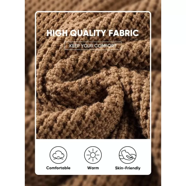 imageJMIERR Mens Crewneck Pullover Sweater Waffle Textured Knitted Sweaters Casual Loose Fit Sweaters with Ribbing EdgeKhaki