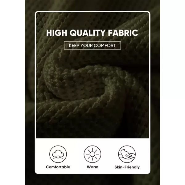 imageJMIERR Mens Crewneck Pullover Sweater Waffle Textured Knitted Sweaters Casual Loose Fit Sweaters with Ribbing EdgeMoss Green