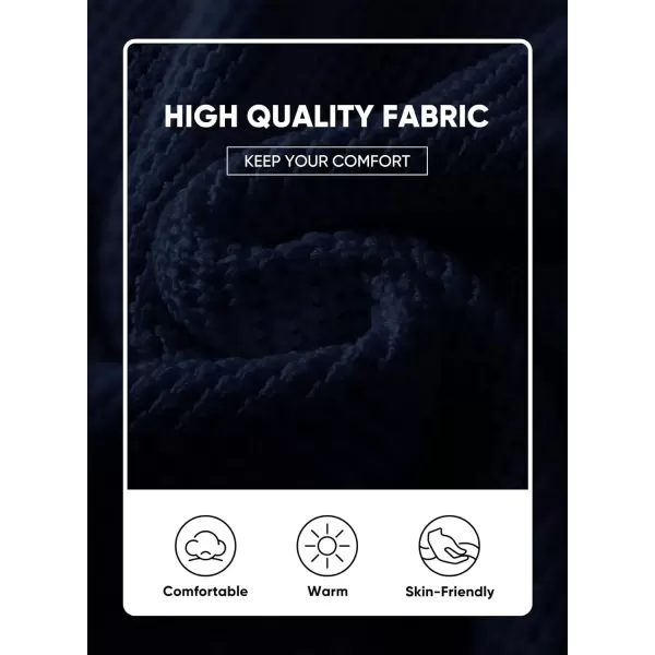 imageJMIERR Mens Crewneck Pullover Sweater Waffle Textured Knitted Sweaters Casual Loose Fit Sweaters with Ribbing EdgeNavy Blue