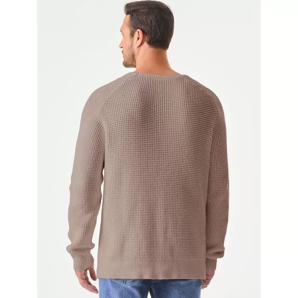 imageJMIERR Mens Crewneck Pullover Sweater Waffle Textured Knitted Sweaters Casual Loose Fit Sweaters with Ribbing EdgeSmoke Graykhaki