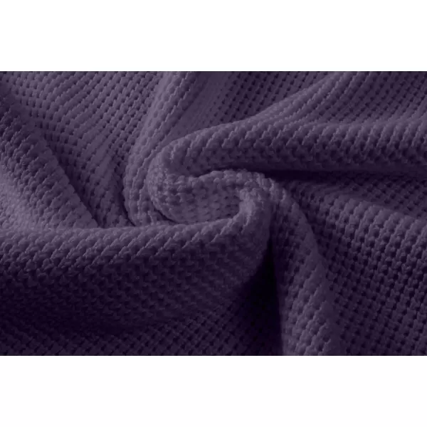 imageJMIERR Mens Crewneck Pullover Sweater Waffle Textured Knitted Sweaters Casual Loose Fit Sweaters with Ribbing EdgeViolet